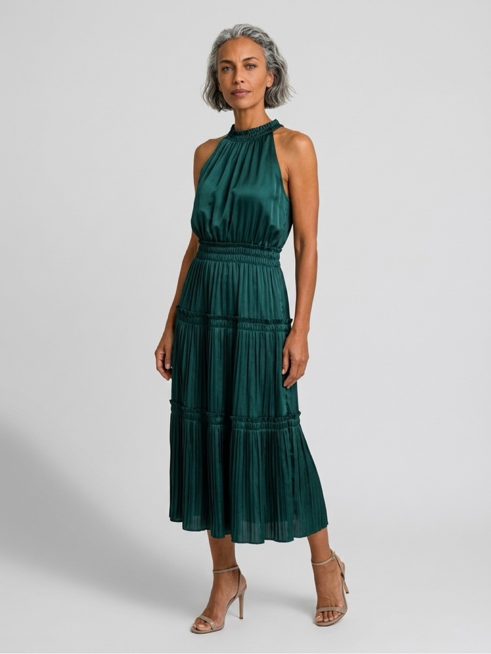Nicole Miller Teal Halter-Style Maxi Dress